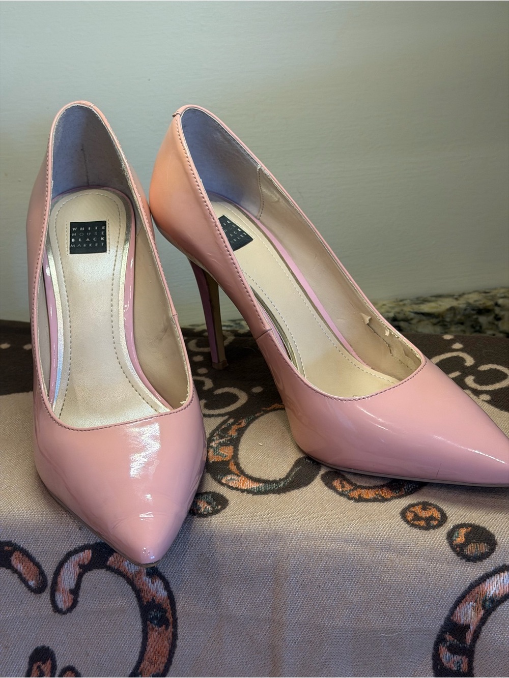 White House Black Market Blush Patent Pointed-Toe Stiletto Pumps